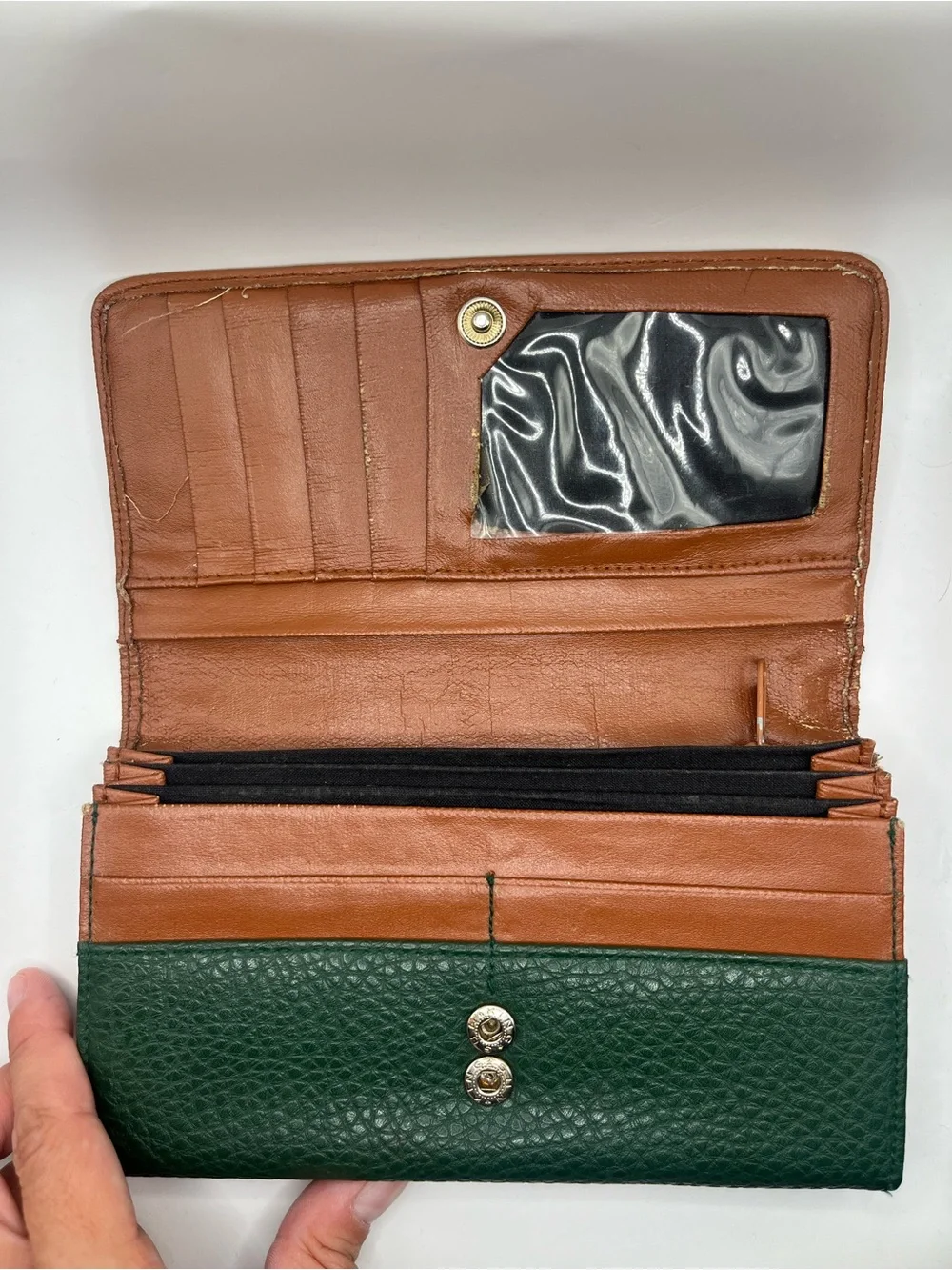 Vintage Outland Green and Brown Leather Wallet